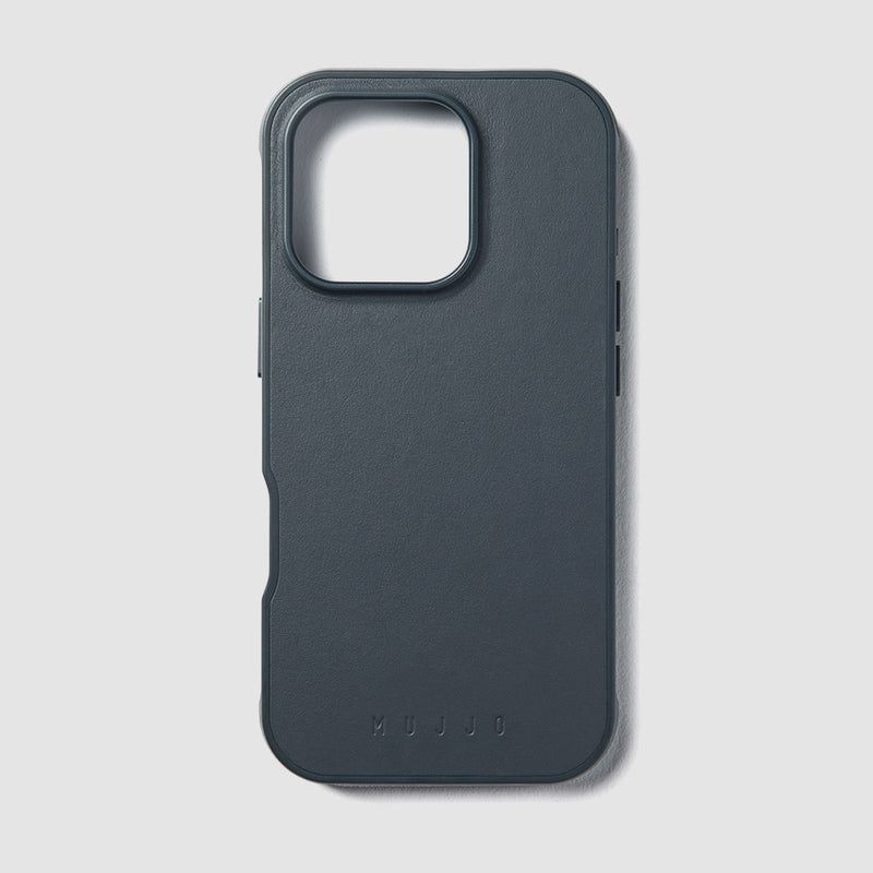 iPhone 16 Pro レザー バンパー シールド ケース (スチール ブルー)